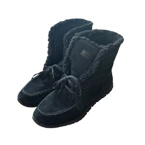 Cole Haan Zerogrand Suede Waterproof Shearling Chukka Black Boots Size 7.5